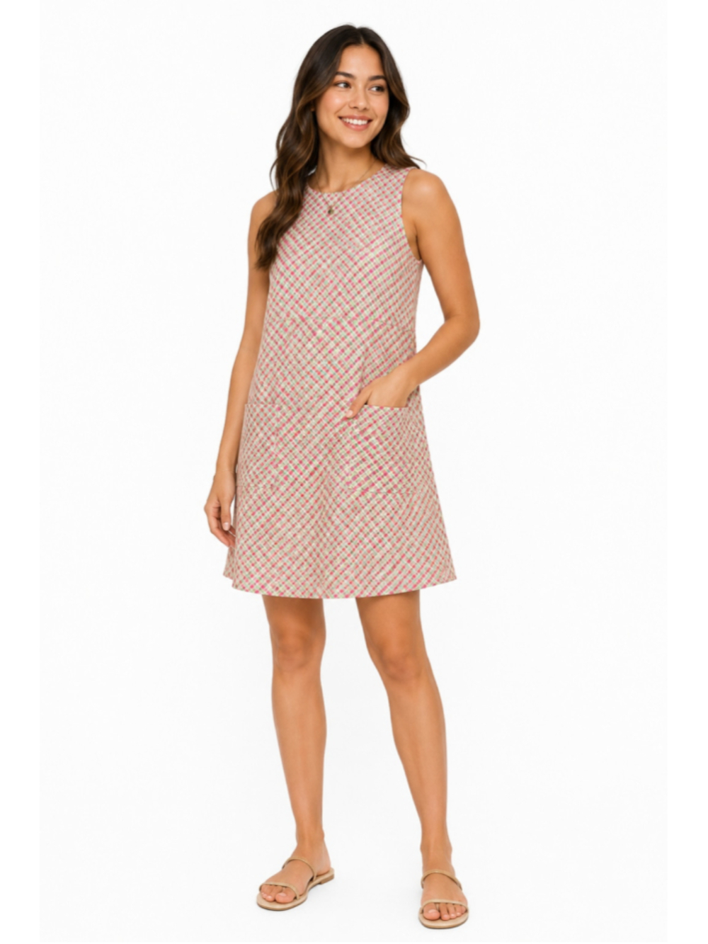 Lilly Pulitzer Pink & Green Printed Sleeveless Shift Mini Dress Women's Size 6